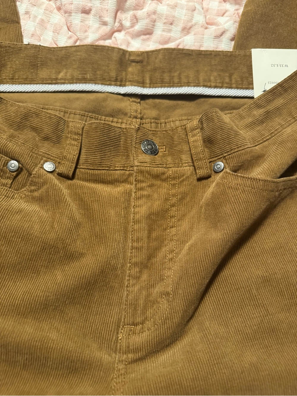 Brooks Brothers Corduroy Pants Mens 33x32 Tan NWT Slim Fit 5-Pocket 100150923